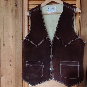 Vintage genuine leather/shearling western vest